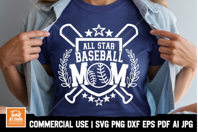 All Star Baseball Mom Svg, Baseball Mom Png, Sport Mom Shirt