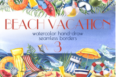 Sunny Beach Borders Watercolor