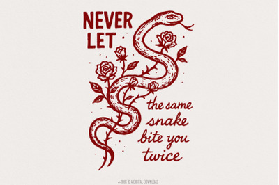Never Let The Same Snake Bite You Twice PNG, Motivational Quote Tee, D