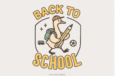 Back To School PNG, Cute Duck With Pencil Digital Download, School Shi