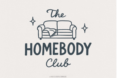 The Homebody Club PNG Couch Design, Cozy Digital Download, Printable S