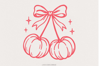 Cherry Bow PNG, Cute Cherry Digital Download PNG for T-Shirts, Bow Fru