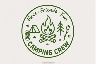 Fires Friends Fun Camping Crew PNG, Campfire Digital Download, Outdoor