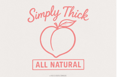 Simply Thick All Natural PNG, Peach Line Art, Digital Download, Funny