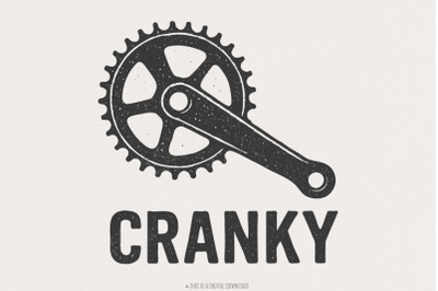 Cranky PNG, Funny Cycling Shirt PNG, Bike Crankset Clipart, Humorous S