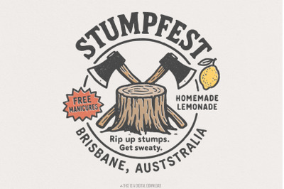 Stumpfest PNG, Brisbane Australia Event Design, Rip Up Stumps Get Swea