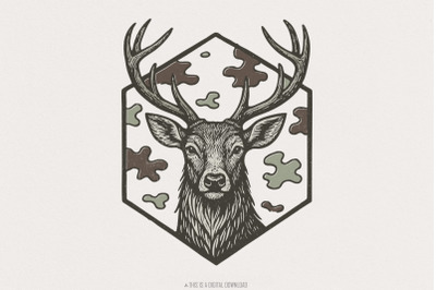 Deer Head PNG&2C; Woodland Animal Clipart&2C; Forest Wild Stag PNG&2C; Rustic H