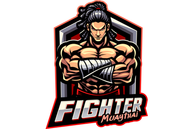 Fighter muaythai esport mascot logo design