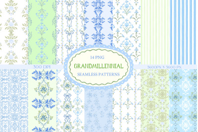 Preppy Blue Green Chinoiserie Patterns