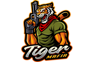 Tiger mafia esport mascot logo design