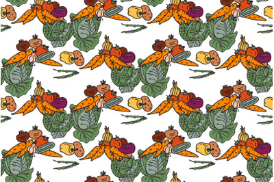 Botanical colorful vegetables seamless pattern vector illustration