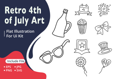 Retro 4th of July flat illustration