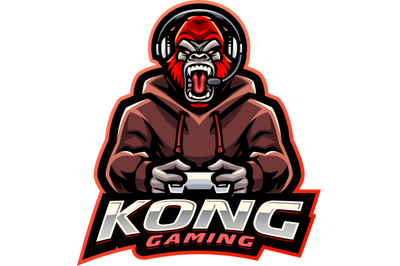 Kong gaming esport mascot logo design