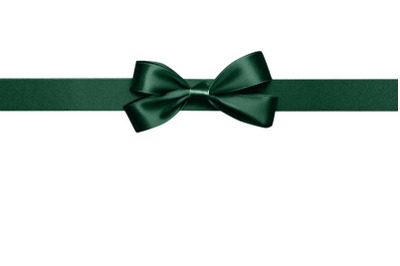 Dark green satin ribbon with bow