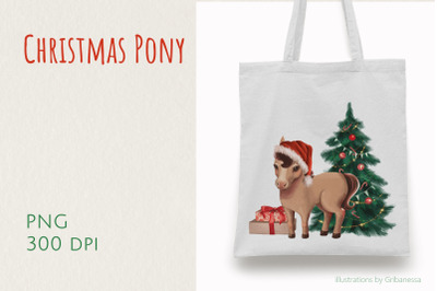 Christmas Pony PNG Illustration