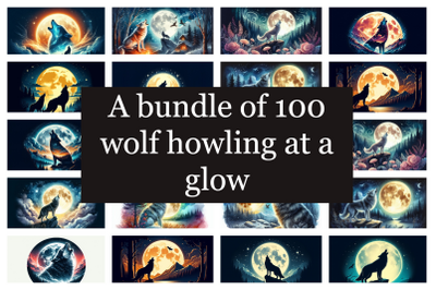 A Bundle of 100 Wolf Howling at a Glow