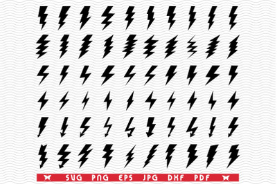 SVG Flash lighting, Black Silhouettes, Digital clipart