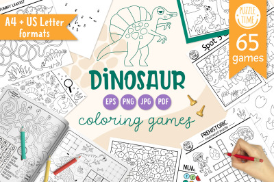Dinosaur coloring games and activities for kids