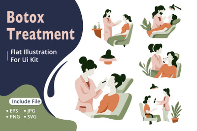 Botox treatment flat illustrations