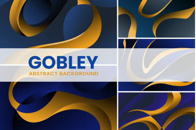 Modern dark blue and gold abstract ribbon background