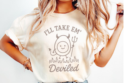 Ill Take Em Deviled PNG, Cute Devil Egg Digital Download, Funny Breakf