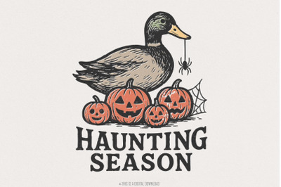 Haunting Season PNG, Duck Halloween Shirt, Pumpkin Spider Digital Down