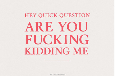 Hey Quick Question Are You Fucking Kidding Me PNG, Funny Sarcastic Quo