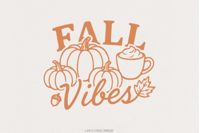 Fall Vibes PNG, Autumn Pumpkins and Coffee PNG, Seasonal Digital Downl