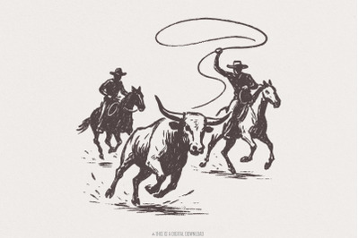 Digital Download Rodeo Cowboy PNG, Western Bull Riding Clipart, Ranch