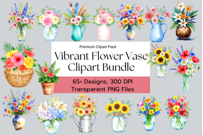 Vibrant Flower Vase Clipart Bundle