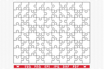 SVG White Puzzle, Separate Parts, digital clipart