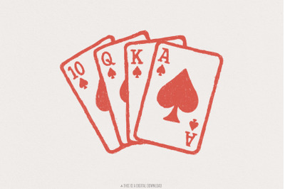 Royal Flush Poker PNG, Ace King Queen Ten Spades Digital Download, Car