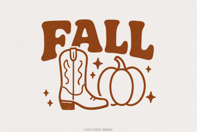 Fall PNG, Cowboy Boot and Pumpkin Design, Autumn Digital Download Shir
