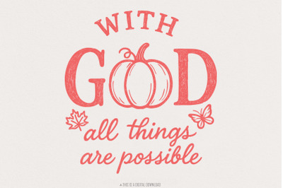 With God All Things Are Possible PNG, Inspirational Autumn Pumpkin Shi