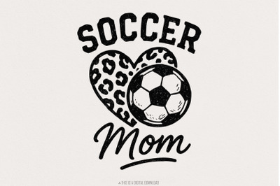 Soccer Mom PNG, Leopard Heart Soccer Ball PNG, Digital Download, Sport