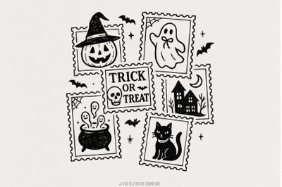 Trick Or Treat PNG, Halloween Digital Download, Black Cat, Ghost, Pump