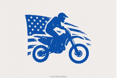 Motocross Biker USA Flag PNG, Patriotic Dirt Bike Digital Download, Am