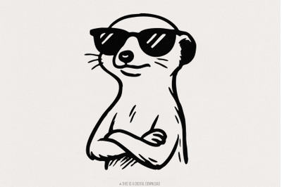 Cool Meerkat PNG, Funny Animal Digital Download, Sunglasses Meerkat Ar