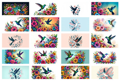 100 Hummingbird with Floral