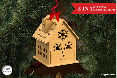Christmas House Gift Box SVG