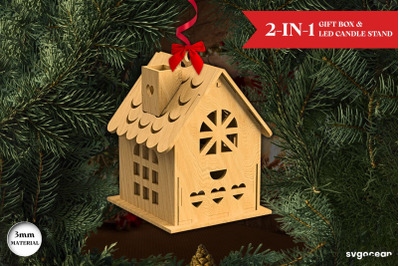 Christmas House Gift Box SVG
