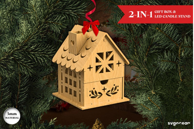 Christmas House Gift Box SVG