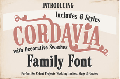 Cordavia Font Bundle - Modern Serif Font Family with Swashes