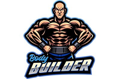 Body builder esport mascot logo design