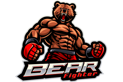 Bear fighter esport mascot logo design