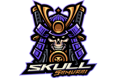 Skull samurai esport mascot logo design