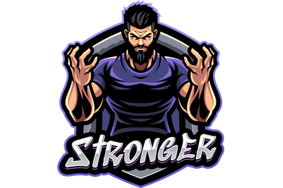 Stronger man esport mascot logo design