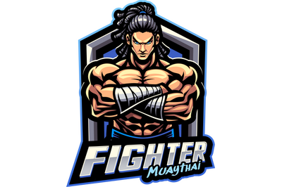 Fighter muaythai esport mascot logo design