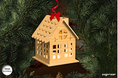 Christmas House Candle Holder SVG