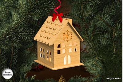 Christmas House Candle Holder SVG